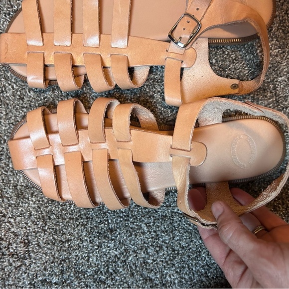 Tan/Peach Leather Fisherman Sandals - Picture 6 of 11